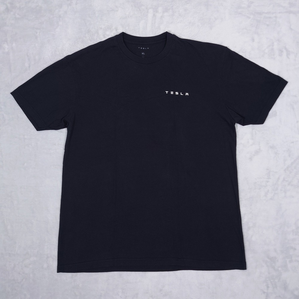 Tesla Motors T Shirt Mens XL Black Official Brand Logo Elon Musk Cotton Poly Tee